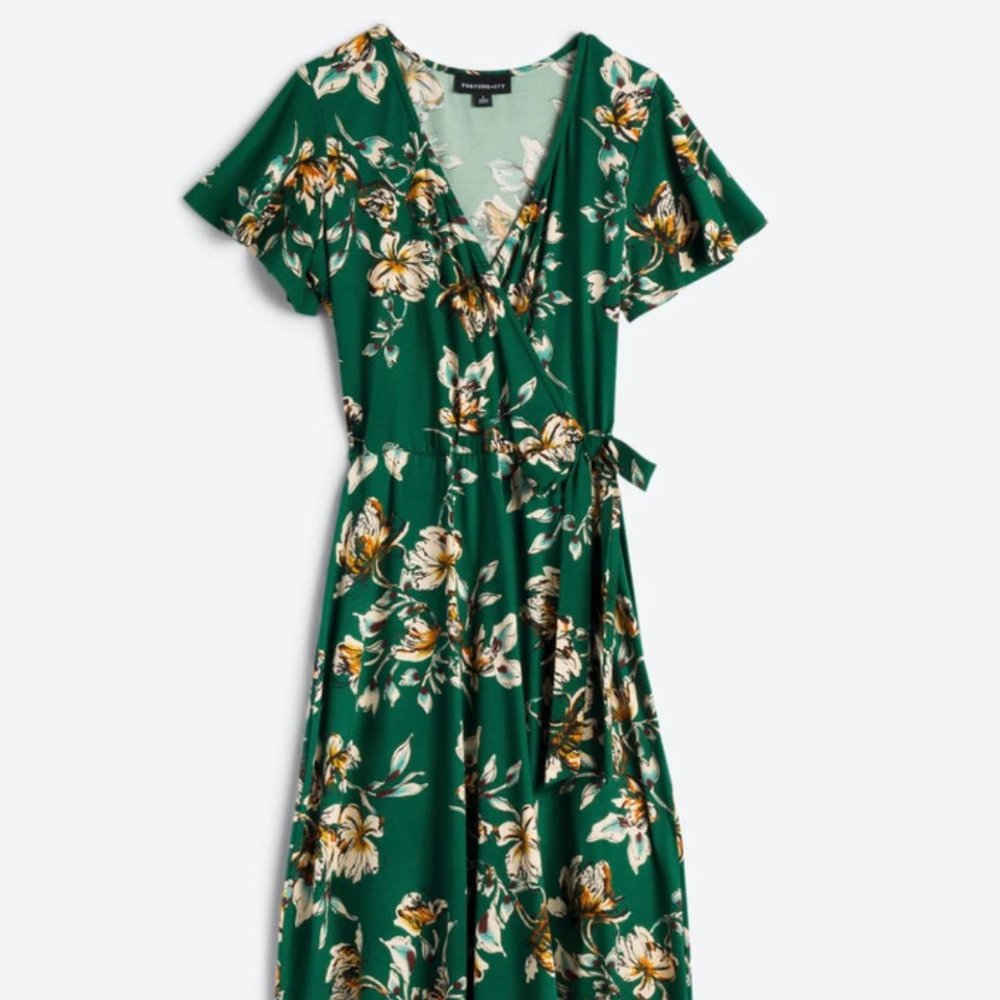 FORTUNE + IVY Irene Faux Wrap Brushed Knit Maxi Dress